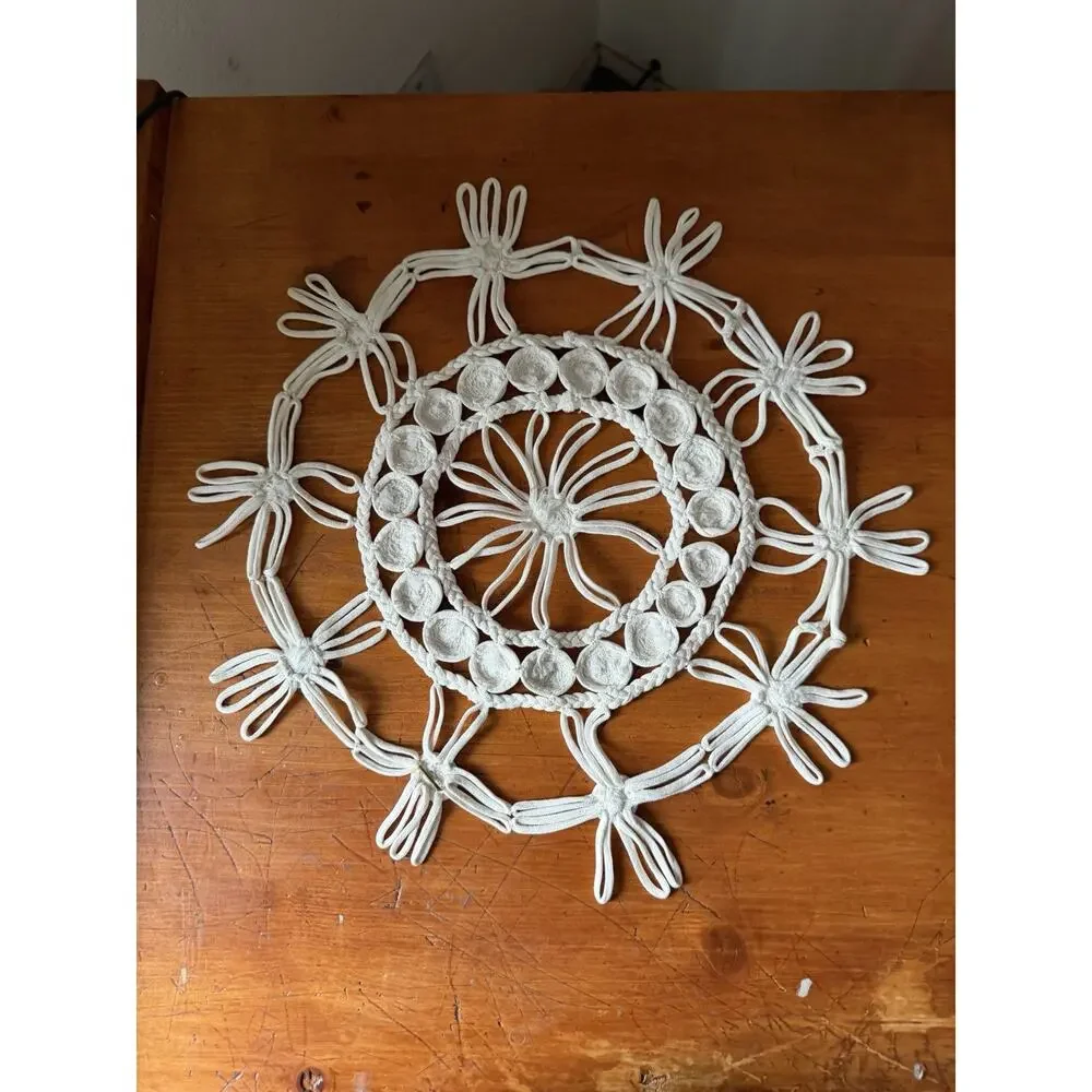 Vintage Macrame Mandala Off White Wall Decor Boho Lace Doily Romanian Style